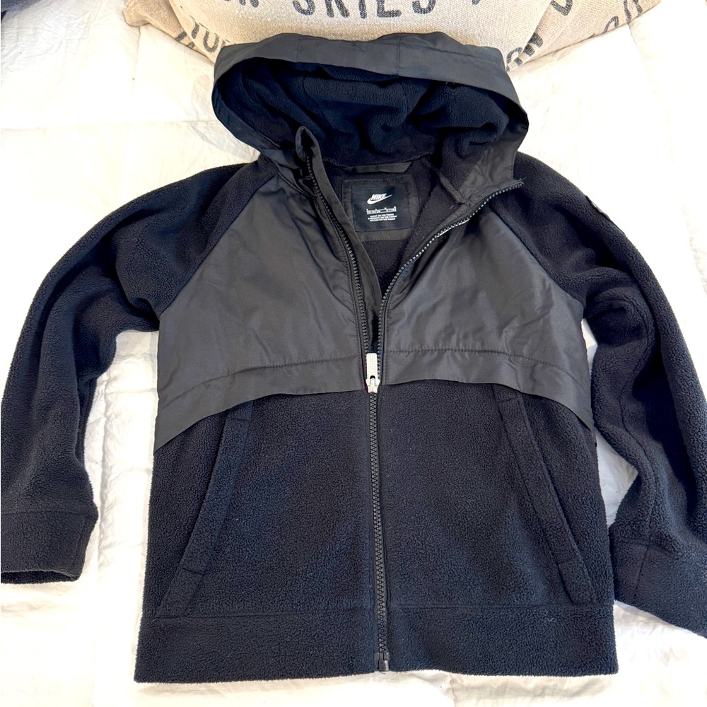 Boy size S for 6-7 years black fleece lined rain/wind breaker jacket